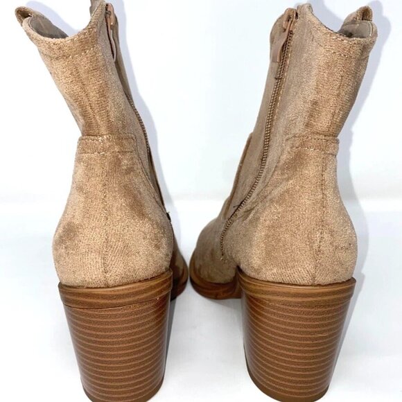 TOP MODA Western Ankle Booties Stitched Cowboy Women's Boots Taupe Size 6.5 - Picture 4 of 5